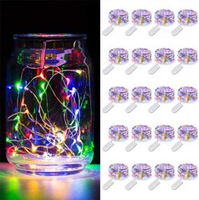img 4 attached to MUMUXI Multicolor Battery Operated Fairy Lights [20 Pack], 3.3Ft 20 LED Mini String Lights For Indoor Mason Jars Halloween Christmas Decoration