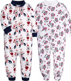 img 4 attached to Cotton Loose Fit Long Sleeve Baby Footed Pajamas - Perfect For Toddler Boys & Girls!