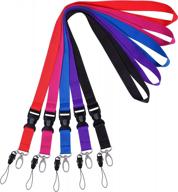 wisdompro 5pcs polyester office lanyard set with detachable buckle and oval clasp for phone, camera, keys and id - available in 4 vibrant colors logo