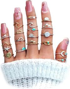 img 4 attached to Stylish And Chic: HUASAI Stackable Rings - Perfect For Boho And Vintage Aesthetics, Amazing Christmas And Birthday Gifts For Teen Girls And Women