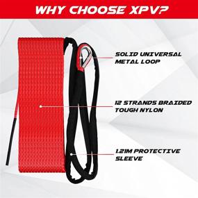 img 2 attached to 🔴 XPV SK75 1/4" x 49' Dyneema Synthetic Winch Rope Cable | Black Protective Sleeve | SUV ATV UTV Vehicle Boat Car (10000LBS, Red)