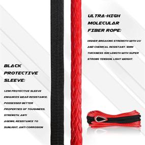 img 1 attached to 🔴 XPV SK75 1/4" x 49' Dyneema Synthetic Winch Rope Cable | Black Protective Sleeve | SUV ATV UTV Vehicle Boat Car (10000LBS, Red)