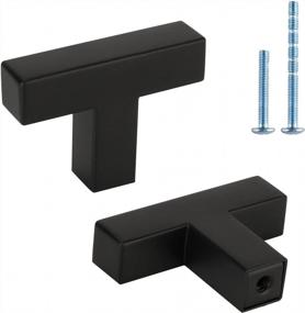 img 4 attached to Upgrade Your Cabinets With LONTAN Matte Black Square Knobs - Pack Of 25 Stainless Steel Dresser Drawer Door Knobs