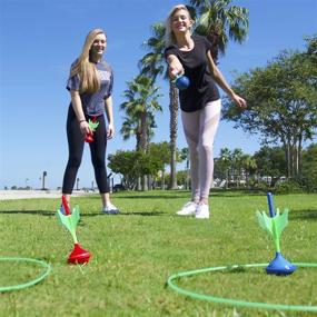 img 3 attached to Glow In The Dark Lawn Darts Game Set For Outdoor Fun - Soft-Tip Set For Kids And Adults - Perfect For Lawn Games By Funsparks