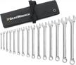 gearwrench 15 piece long pattern combination wrench set with tool roll, 12-point sae standard sizes - model 81918 logo