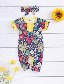 img 3 attached to Newborn Baby Girls' Flower Romper Jumpsuit And Headband Set - Long Sleeves, 2-Piece Outfit By Itkidboy