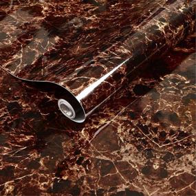 img 4 attached to Brown Black Marble Peel And Stick Wallpaper - 23.6" X 118" Self-Adhesive Vinyl For Furniture, Countertops, And Bathroom Decor- Removable & Easy To Clean - Thick Shelf Liner Included