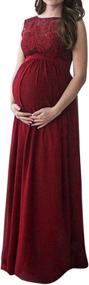 img 4 attached to Maternity Photography Props: Women'S Sleeveless Lace Patchwork Maxi Dress With Long Clearance Gown