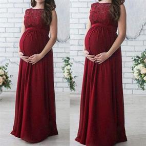img 3 attached to Maternity Photography Props: Women'S Sleeveless Lace Patchwork Maxi Dress With Long Clearance Gown