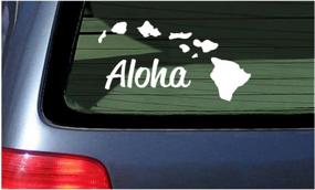 img 1 attached to White Vinyl Window Decal Of Hawaiian Islands - Aloha With Hawaii Island Chain Sticker