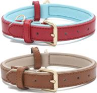 🐶 linkfun 2 pack leather dog collar: classic soft padded breathable waterproof collars for small medium large dogs logo