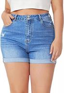stylish and comfortable plus size jean shorts for women with high waist, distressed design, and folded hem logo