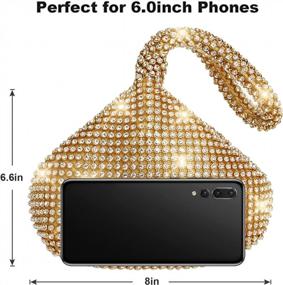 img 3 attached to Ele ELEOPTION Women Gold Evening Bag Women'S Clutch Purse Bag Triangle Full Rhinestones Bags For Party Cocktail Wedding For 6.0Inch Android IOS Phones