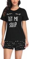 eishopeer women's short pajama set: cute print tee and shorts sleepwear xs-xxl logo