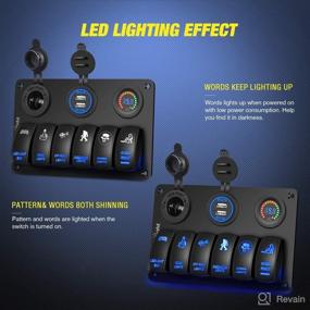 img 2 attached to 🚗 Nilight 6 Gang Rocker Switch Panel with Laser Etched Aluminum Panel, LED Light Bar, Cigarette Lighter, Dual USB Charger, and Voltmeter for Cars, Trailers, UTVs, Boats, RVs, and Campers (12V-24V)