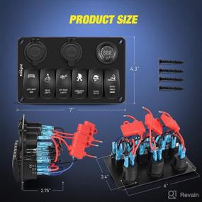 img 3 attached to 🚗 Nilight 6 Gang Rocker Switch Panel with Laser Etched Aluminum Panel, LED Light Bar, Cigarette Lighter, Dual USB Charger, and Voltmeter for Cars, Trailers, UTVs, Boats, RVs, and Campers (12V-24V)