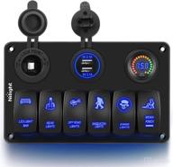 🚗 nilight 6 gang rocker switch panel with laser etched aluminum panel, led light bar, cigarette lighter, dual usb charger, and voltmeter for cars, trailers, utvs, boats, rvs, and campers (12v-24v) logo