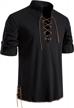 lucmatton men's 100% cotton retro lace-up shirts - perfect for medieval, viking & hippie matching! logo