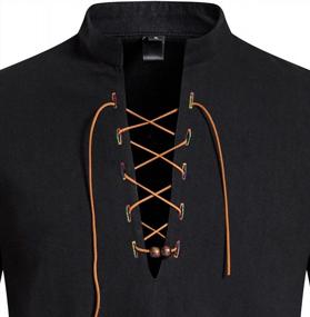 img 1 attached to LucMatton Men'S 100% Cotton Retro Lace-Up Shirts - Perfect For Medieval, Viking & Hippie Matching!