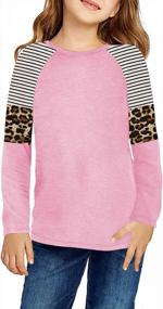 img 4 attached to Cute And Cozy: EVALESS Long Sleeve Shirts For Girls - Striped Tops With Plain Pullovers And Crewnecks