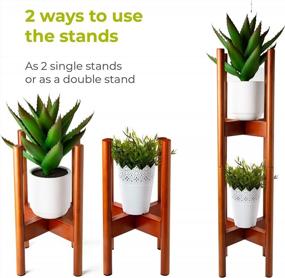 img 1 attached to Bamboo 2-Tier Indoor Plant Stand Set - Adjustable, Modern Décor For Living Rooms, Bedrooms, Patios, And More