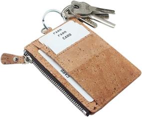 img 2 attached to Boshiho Natural Cork Credit Card Holder Coin Purse With Key Ring Keychain - Eco-Friendly And Secure Storage Solution!