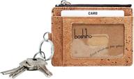 boshiho natural cork credit card holder coin purse with key ring keychain - eco-friendly and secure storage solution! logo