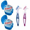 denture cup with strainer, denture case mouth guard holder, container storage box with denture brushes brmdt soaking denture bath logo