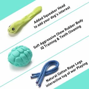 img 3 attached to Large Breed Sedioso Dog Chew Toy For Aggressive Chewers, Tough Dental Chews Toothbrush Toy For Medium And Large Dogs Teeth Cleaning (Green Turtle)
