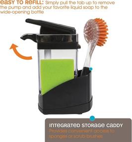 img 1 attached to 🧼 Sink Sider Solo 2-in-1 Soap Pump and Sponge Caddy for Kitchen, Black/Chrome - Casabella