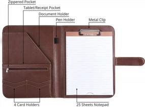 img 1 attached to Faux Leather Portfolio Folder - IVESIGN Padfolio For Resume, Meetings, And Legal Documents With A4 Writing Pad, Clipboard, And Slim Business Organizer For Men And Women In Brown