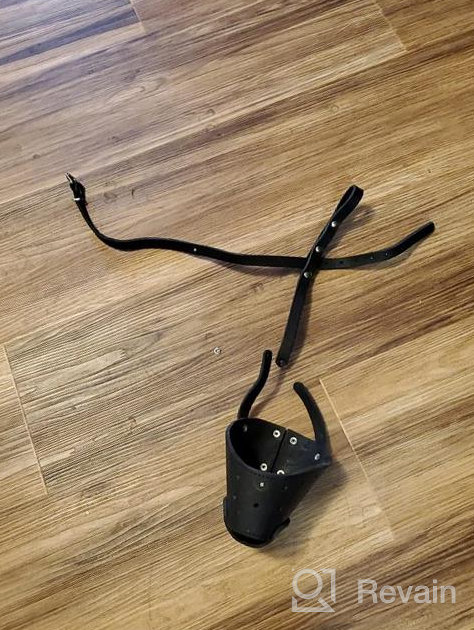 img 1 attached to Black Leather Basket Dog Muzzle for Training German Shepherd, Staffordshire 🐾 Terrier, Pitbull & Medium to Large Breeds - Anti-Barking, Biting, Chewing by CollarDirect review by Justin Heynoski