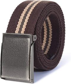 img 2 attached to 👔 Men's Accessories: Canvas Flip Top Belt with Brushed Silver Nickel Finish