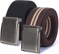 👔 men's accessories: canvas flip top belt with brushed silver nickel finish логотип