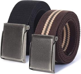 img 4 attached to 👔 Men's Accessories: Canvas Flip Top Belt with Brushed Silver Nickel Finish