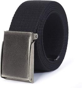 img 3 attached to 👔 Men's Accessories: Canvas Flip Top Belt with Brushed Silver Nickel Finish