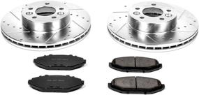 img 1 attached to 🔥 Enhance Your Braking Performance with Power Stop K1335 Front Z23 Carbon Fiber Brake Pads & Drilled/Slotted Rotors Kit