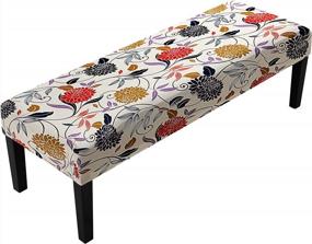 img 4 attached to Removable Washable Dining Bench Slipcover - Fuloon Flower Apricot Print Stretch Seat Protector Cover For Living Room, Bedroom, And Kitchen - Anti-Dust And Stylish