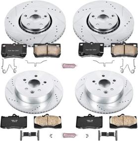 img 1 attached to 💥 Discover Top Performance: Power Stop K4070 Z23 Carbon Fiber Brake Pads with Drilled & Slotted Rotors Kit - Front and Rear