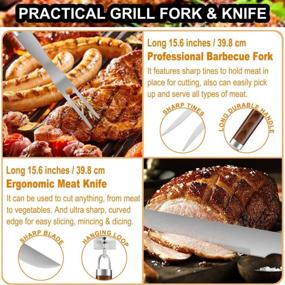 img 2 attached to 22PCS Stainless Steel Camping Grill Utensils Set - Premium BBQ Tools Grilling Accessories In Case | Ideal Birthday Christmas Gifts For Men Dad Women Outdoor Grillers