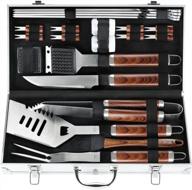 22pcs stainless steel camping grill utensils set - premium bbq tools grilling accessories in case | ideal birthday christmas gifts for men dad women outdoor grillers logo