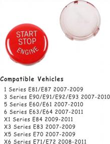 img 1 attached to BMW Engine Ignition Start Stop Button Replacement - Compatible With 1 3 5 6 X1 X3 X5 X6 Series (E81 E90 E91 E60 E63 E84 E83 E70 E71) By Jaronx Sports Red