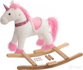 img 1 attached to HollyHOME Plush Rocking Unicorn: The Perfect Rocking Horse for Imaginative Play