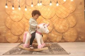 img 3 attached to HollyHOME Plush Rocking Unicorn: The Perfect Rocking Horse for Imaginative Play