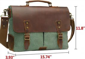 img 3 attached to Stylish Green Leather Laptop Messenger Bag For Men - WOWBOX 15.6" Satchel Briefcase