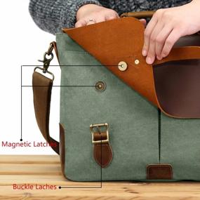 img 2 attached to Stylish Green Leather Laptop Messenger Bag For Men - WOWBOX 15.6" Satchel Briefcase