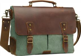 img 4 attached to Stylish Green Leather Laptop Messenger Bag For Men - WOWBOX 15.6" Satchel Briefcase