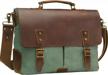 stylish green leather laptop messenger bag for men - wowbox 15.6" satchel briefcase logo