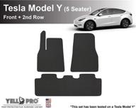 🚗 yellopro auto custom fit waterproof floor mats for 2020-2022 tesla model y - 5 seats - all weather [made in usa] logo