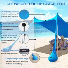 img 2 attached to Portable Beach Tent Sun Shelter 10X10Ft UPF50+ Protection With 4 Sand Bags & Aluminum Poles For Family Camping, Outdoor And Beach Use.